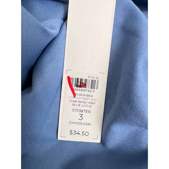 Chico's Microfiber Contemporary Tank Top Size 3 XL Blue Lotus      NEW - Picture 4 of 4